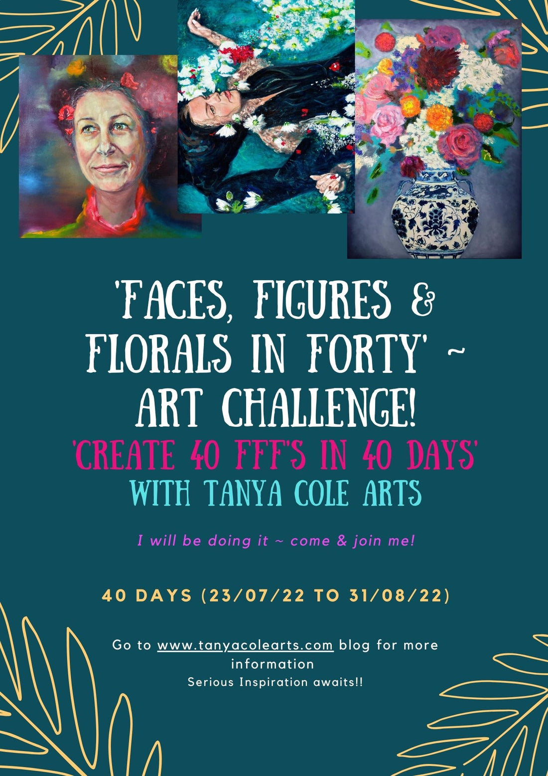 'Faces, Figures & Florals in Forty' Art Challenge ~ come join me!