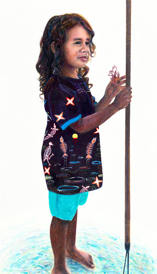 'Connected To My Ancestors, Spear Boy Dante 'O' Limited Edition Print Reproduction by Tanya Cole