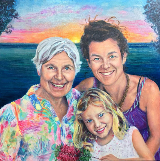 Connected By Sunset & Sea' Original Oil on Canvas (SOLD Commissioned Painting))